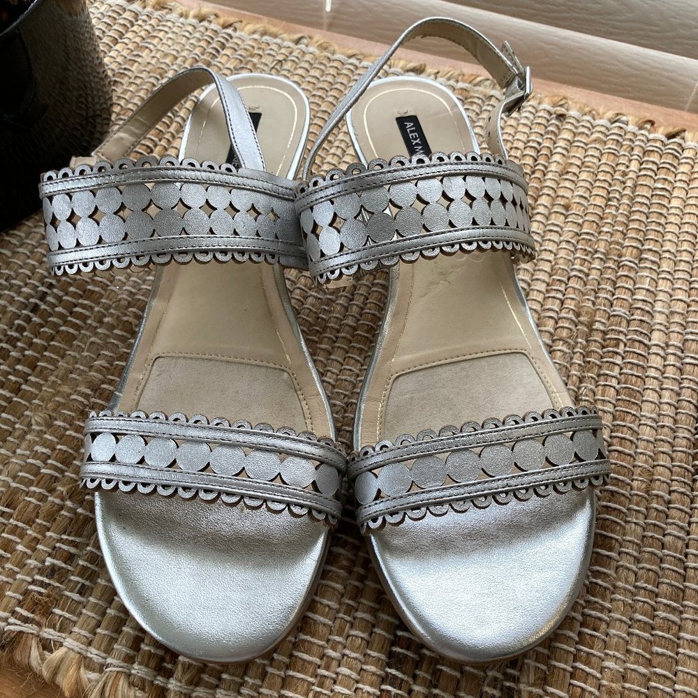 Alex Marie Silver Wedge Sandal 9.5M
